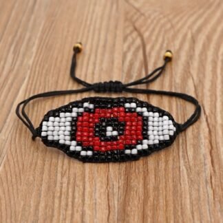 Bracelet cordon oeil rouge en perles miyuki