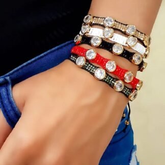 Bracelet miyuki avec strass dore femme