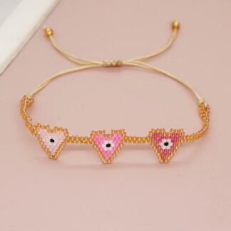 Bracelet miyuki coeur rose