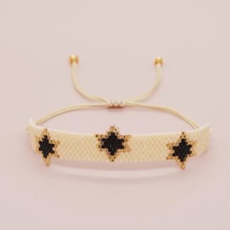 Bracelet miyuki etoiles noires