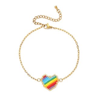 bracelet coeur multicolore en perles miyuki